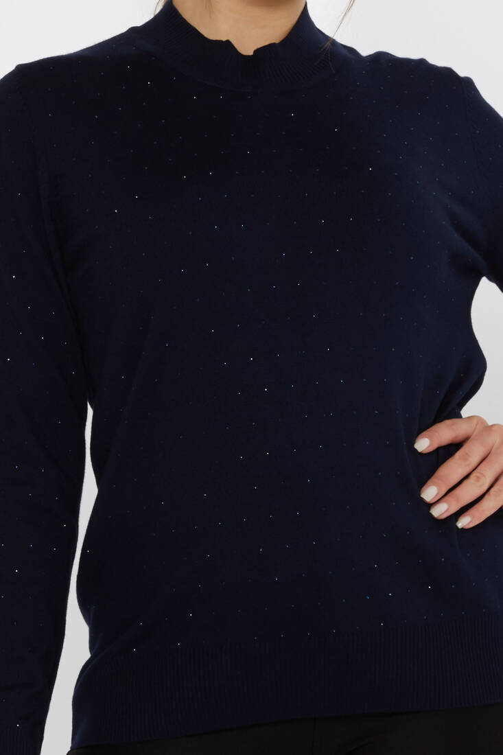 Women's Knitwear Stoned Navy Blue - 31513 | KAZEE