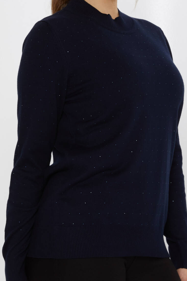 Women's Knitwear Stoned Navy Blue - 31513 | KAZEE