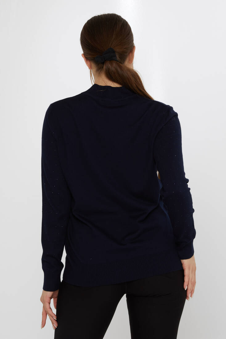 Women's Knitwear Stoned Navy Blue - 31513 | KAZEE