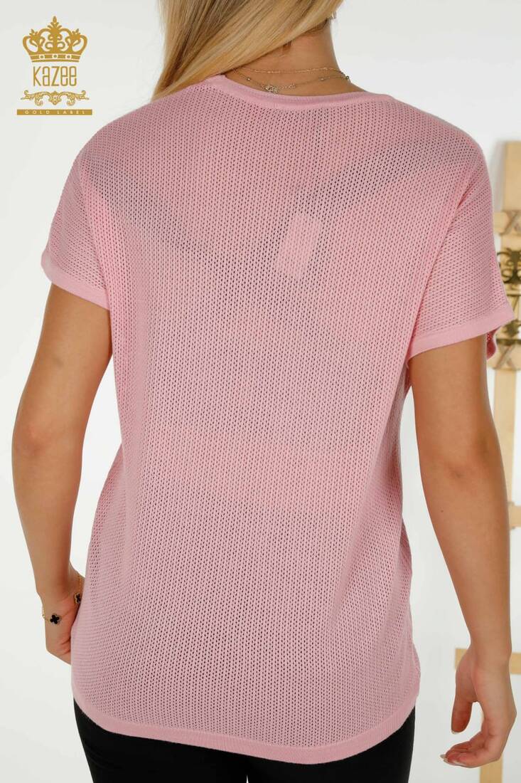 Women's Knitwear with Text Detail Pink - 30501 | KAZEE