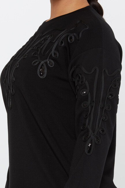 Women's Sweatshirt Embroidered Black - 17777 | KAZEE - Thumbnail