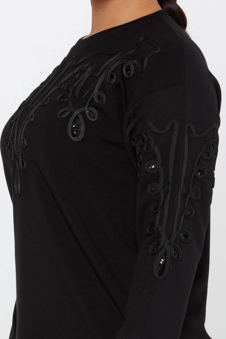 Women's Sweatshirt Embroidered Black - 17777 | KAZEE