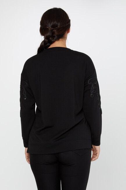 Women's Sweatshirt Embroidered Black - 17777 | KAZEE - Thumbnail