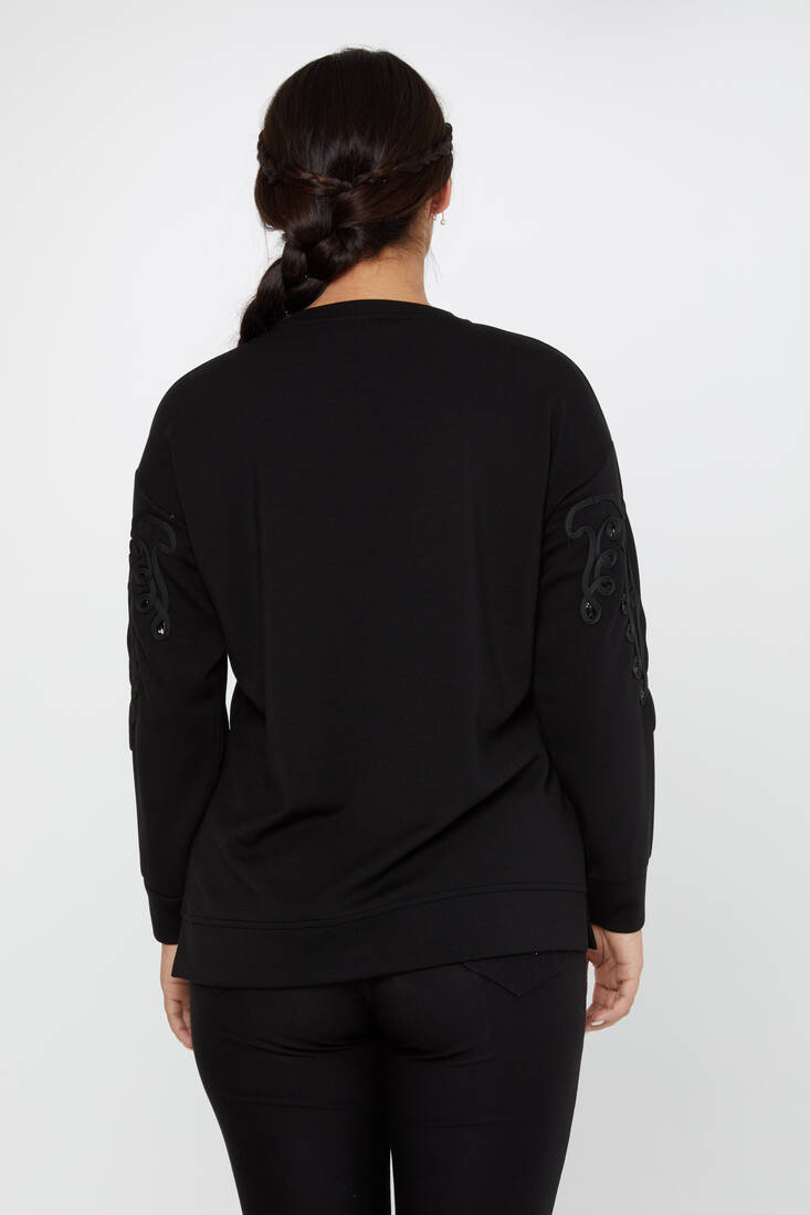 Women's Sweatshirt Embroidered Black - 17777 | KAZEE
