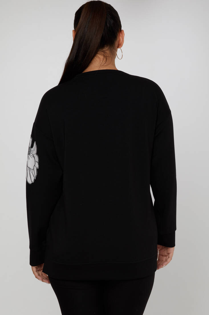 Women's Sweatshirt Embroidered Black - 17809 | KAZEE