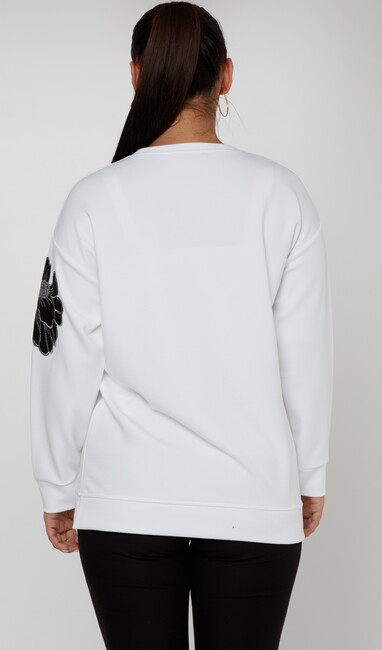 Women's Sweatshirt Embroidered Ecru - 17809 | KAZEE - Thumbnail