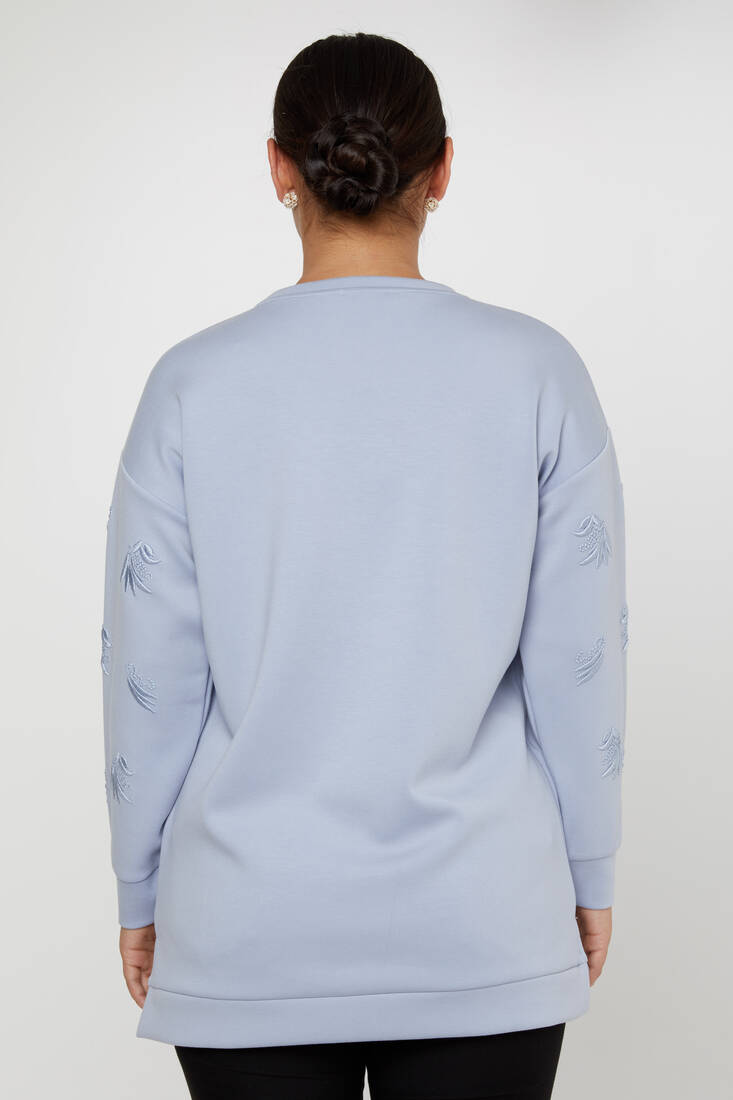 Women's Sweatshirt Embroidered Long Sleeve Mint - 17849 | KAZEE