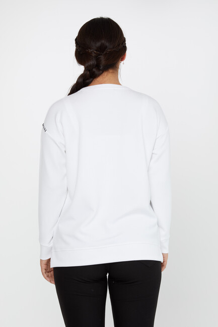 Women's Sweatshirt Embroidered Text Detail Ecru - 17785 | KAZEE - Thumbnail