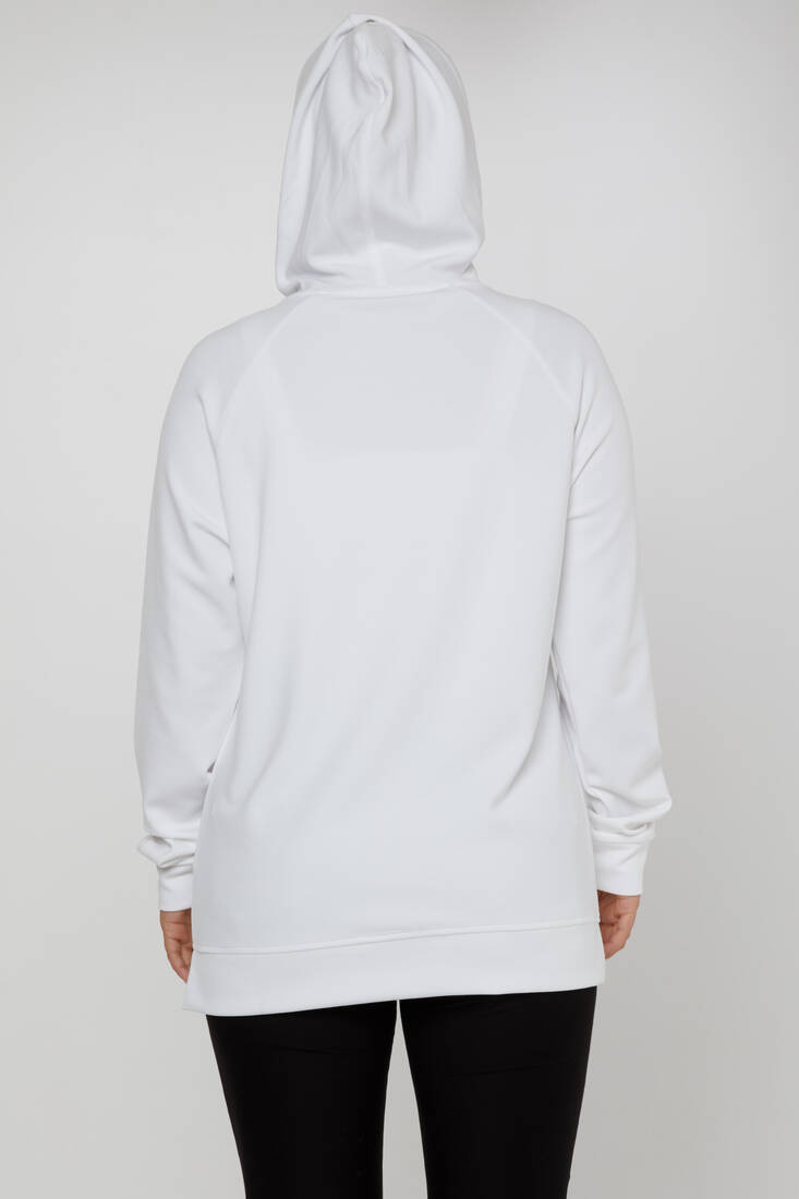 Women's Sweatshirt Hooded Ecru - 17824 | KAZEE