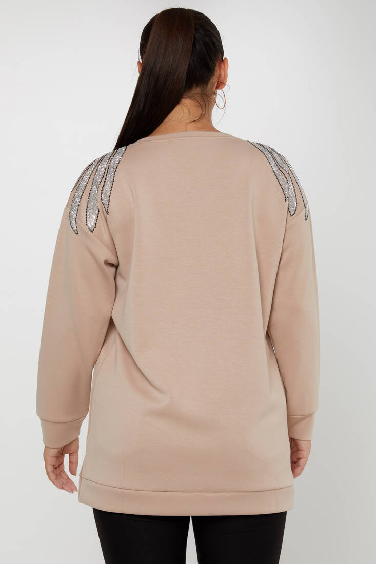 Women's Sweatshirt Long Sleeve Beige - 17855 | KAZEE