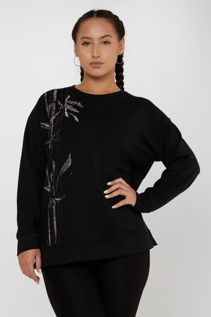 Women's Sweatshirt Patterned Black - 17799 | KAZEE - Thumbnail