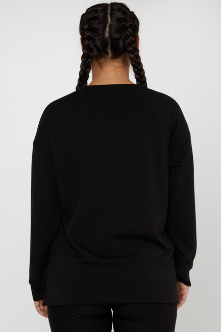 Women's Sweatshirt Patterned Black - 17799 | KAZEE - Thumbnail