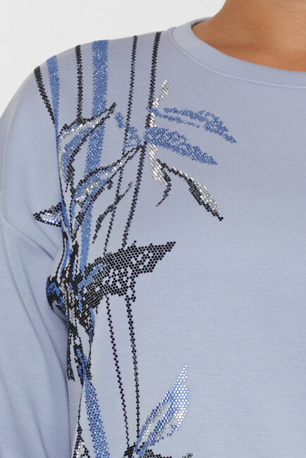 Women's Sweatshirt Patterned Blue - 17799 | KAZEE - Thumbnail