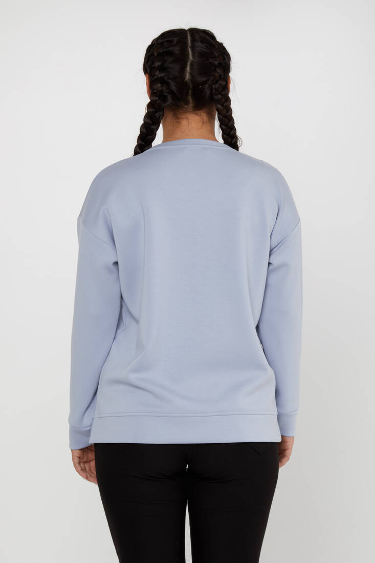 Women's Sweatshirt Patterned Blue - 17799 | KAZEE