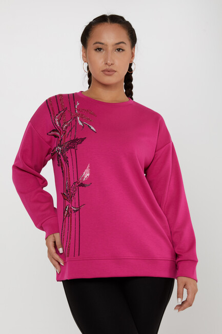 Women's Sweatshirt Patterned Fuchsia - 17799 | KAZEE - Thumbnail