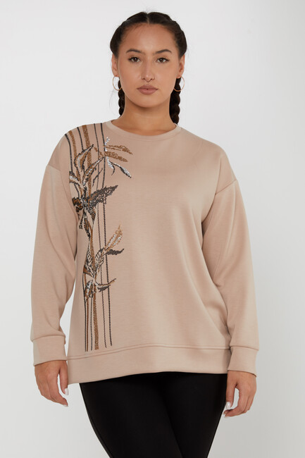 Women's Sweatshirt Patterned Mink - 17799 | KAZEE - Thumbnail