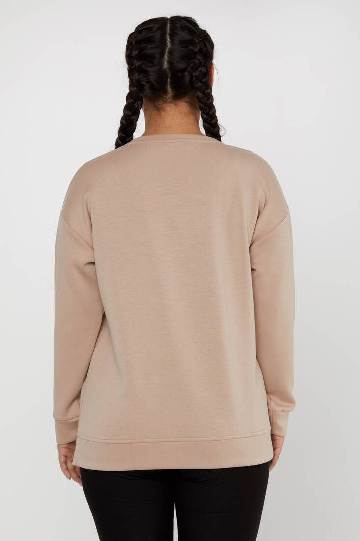 Women's Sweatshirt Patterned Mink - 17799 | KAZEE