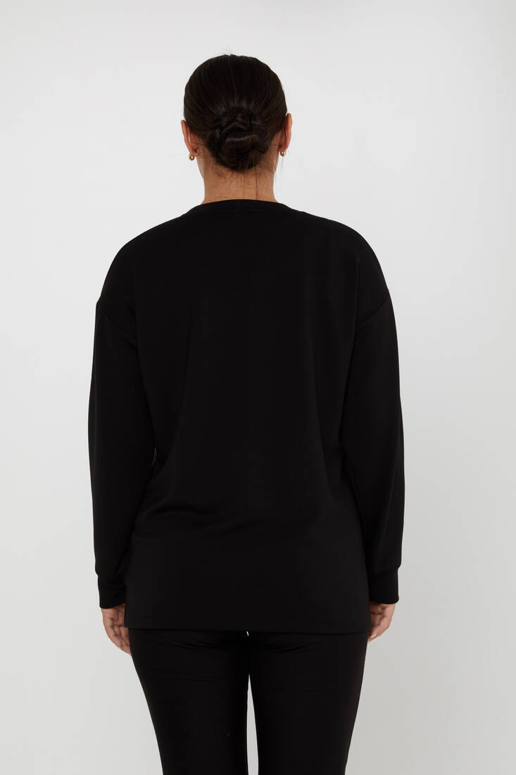 Women's Sweatshirt Self-Woven Black - 17794 | KAZEE