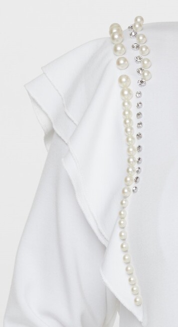 Women's Sweatshirt Sleeve Pearl Detail Ecru - 17793 | KAZEE - Thumbnail