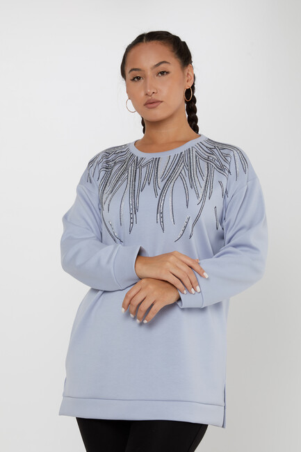 Women's Sweatshirt Stone Crew Neck Blue - 79964 | KAZEE - Thumbnail