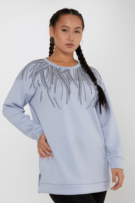 Women's Sweatshirt Stone Crew Neck Blue - 79964 | KAZEE - Thumbnail