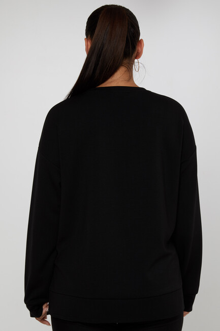 Women's Sweatshirt Stone Detail Black - 17757 | KAZEE - Thumbnail