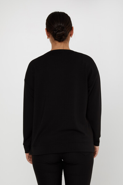 Women's Sweatshirt Stone Detail Black - 17846 | KAZEE - Thumbnail