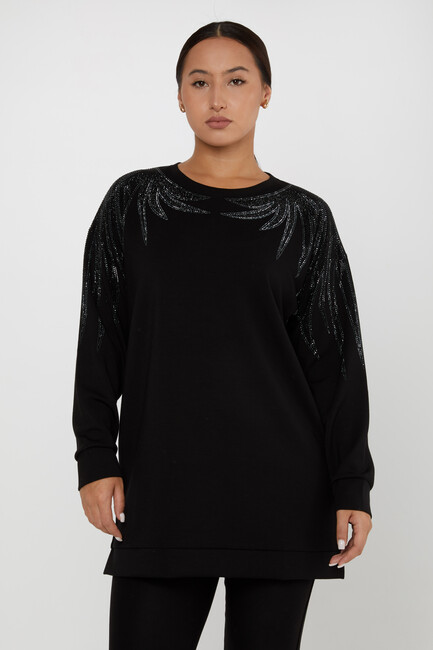 Women's Sweatshirt Stone Detail Black - 17852 | KAZEE - Thumbnail