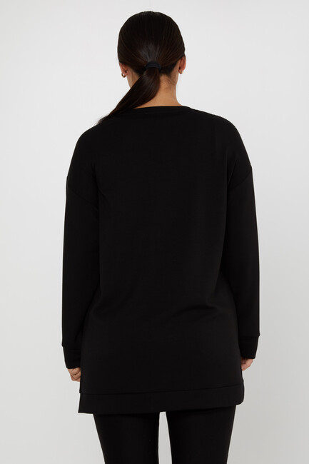 Women's Sweatshirt Stone Detail Black - 17852 | KAZEE - Thumbnail