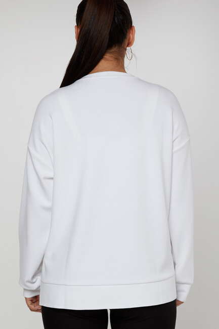 Women's Sweatshirt Stone Detailed Ecru - 17757 | KAZEE - Thumbnail