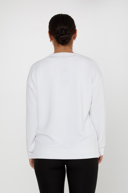 Women's Sweatshirt Stone Detailed Ecru - 17846 | KAZEE - Thumbnail