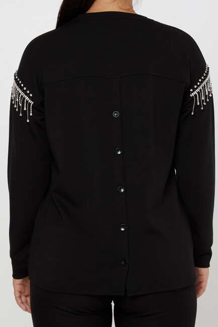 Women's Sweatshirt Stone Tassel Black - 17775 | KAZEE - Thumbnail