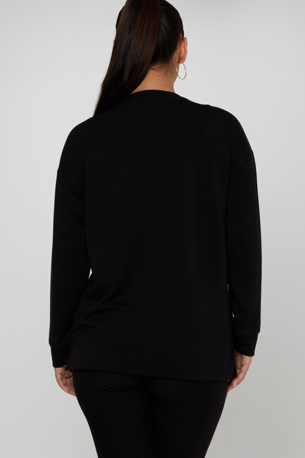 Women's Sweatshirt Stoned Crew Neck Black - 17856 | KAZEE - Thumbnail