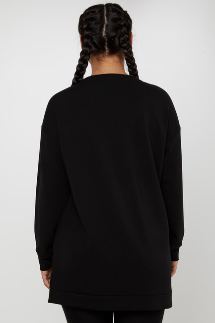 Women's Sweatshirt Stoned Crew Neck Black - 79964 | KAZEE - Thumbnail