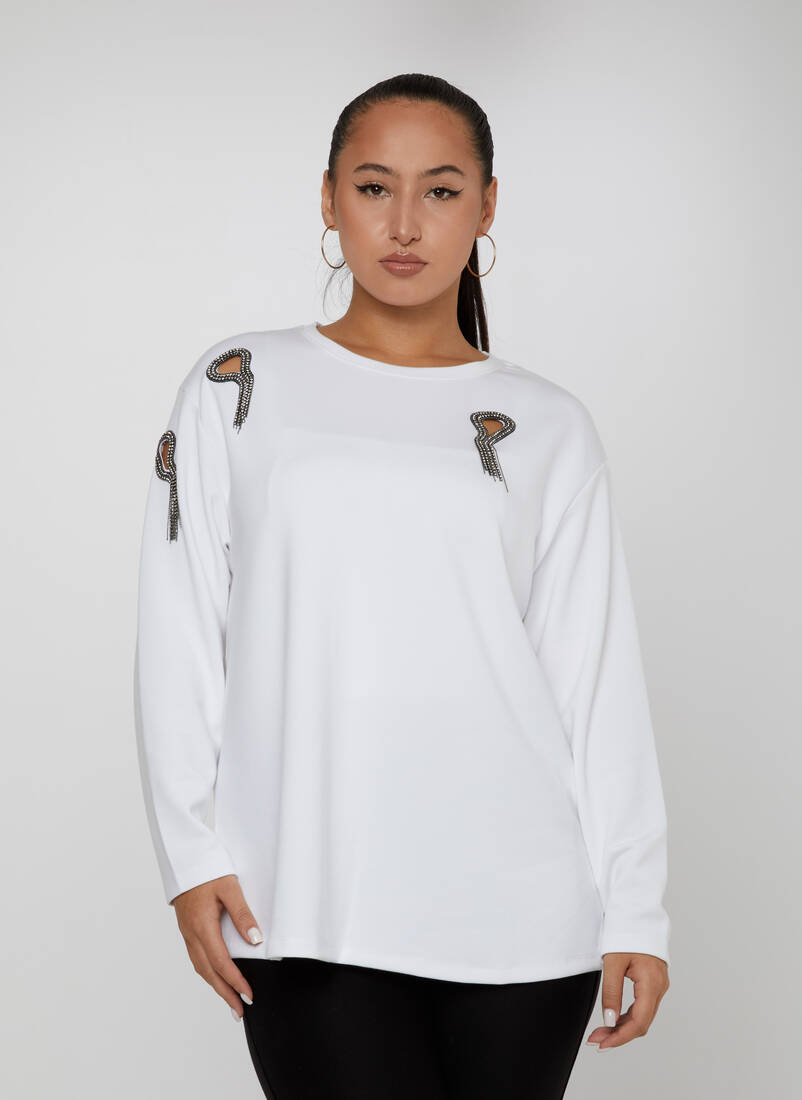 Women's Sweatshirt Stoned Ecru - 17770 | KAZEE