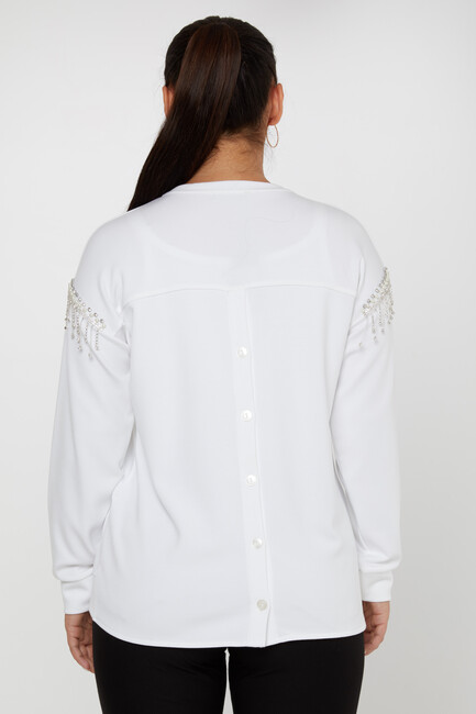 Women's Sweatshirt Stoned Tassel Ecru - 17775 | KAZEE - Thumbnail