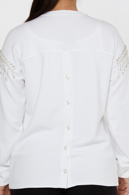 Women's Sweatshirt Stoned Tassel Ecru - 17775 | KAZEE - Thumbnail