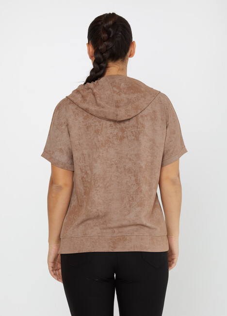 Women's Sweatshirt Zipper Detail Mink - 79992 | KAZEE - Thumbnail