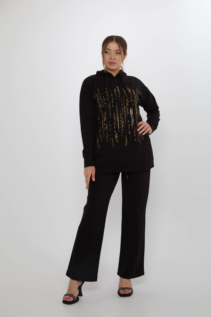 Women's Tracksuit Hooded Black - 17901 | KAZEE