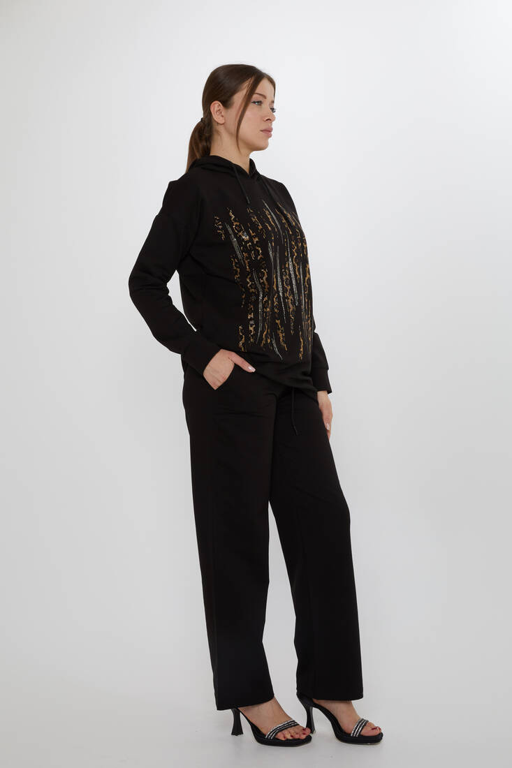 Women's Tracksuit Hooded Black - 17901 | KAZEE