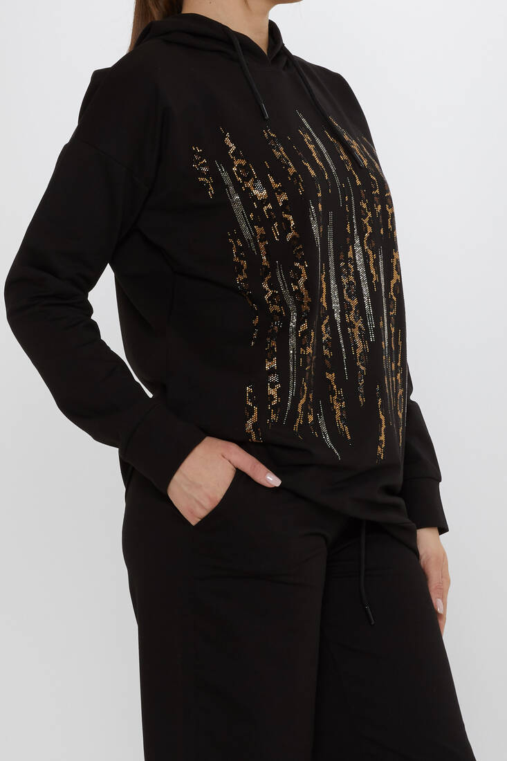 Women's Tracksuit Hooded Black - 17901 | KAZEE