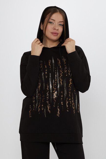 Women's Tracksuit Hooded Black - 17901 | KAZEE - Thumbnail
