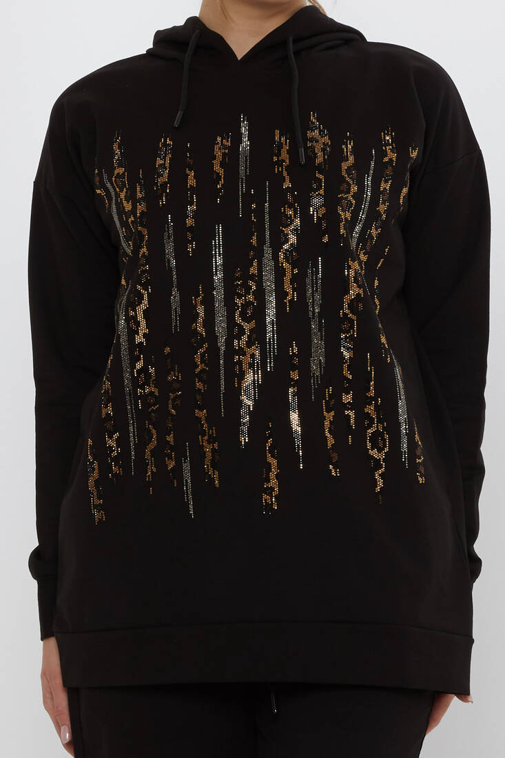 Women's Tracksuit Hooded Black - 17901 | KAZEE
