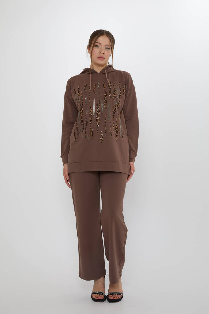 Women's Tracksuit Hooded Brown - 17901 | KAZEE