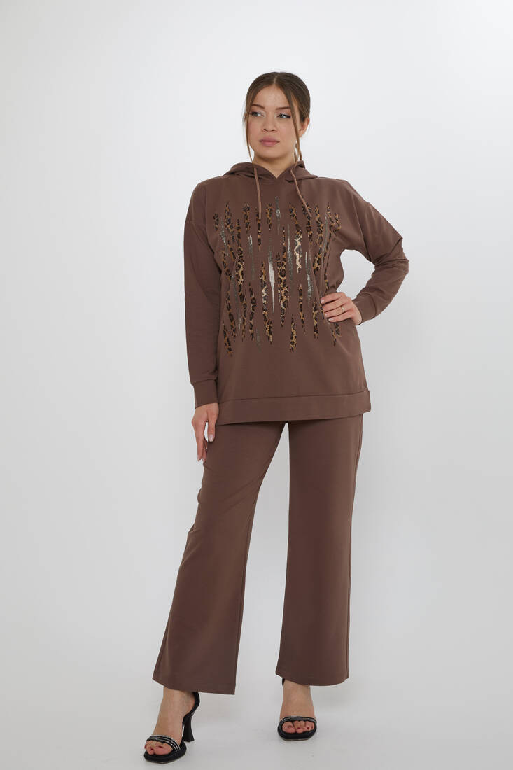 Women's Tracksuit Hooded Brown - 17901 | KAZEE