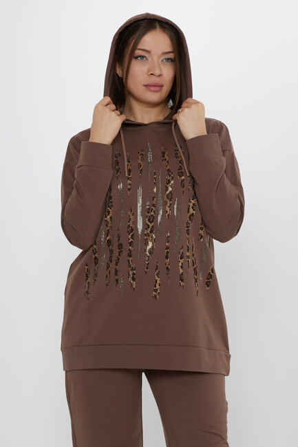Women's Tracksuit Hooded Brown - 17901 | KAZEE - Thumbnail