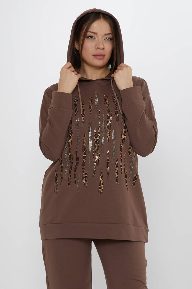 Women's Tracksuit Hooded Brown - 17901 | KAZEE