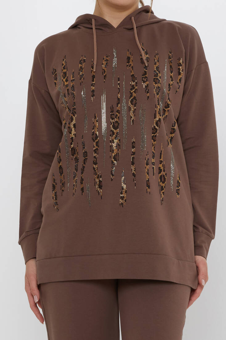 Women's Tracksuit Hooded Brown - 17901 | KAZEE