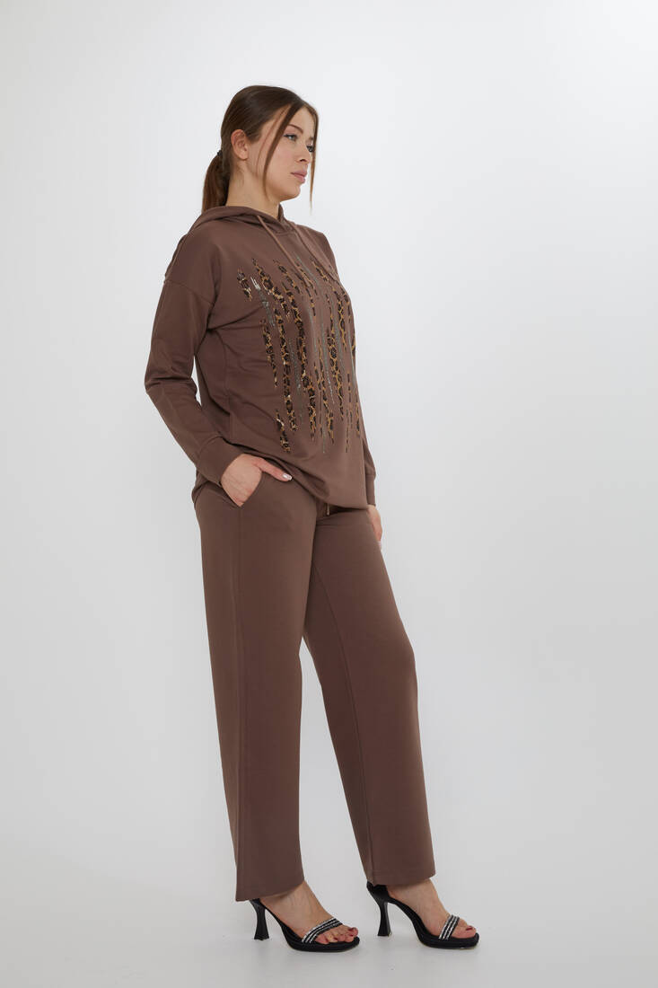 Women's Tracksuit Hooded Brown - 17901 | KAZEE