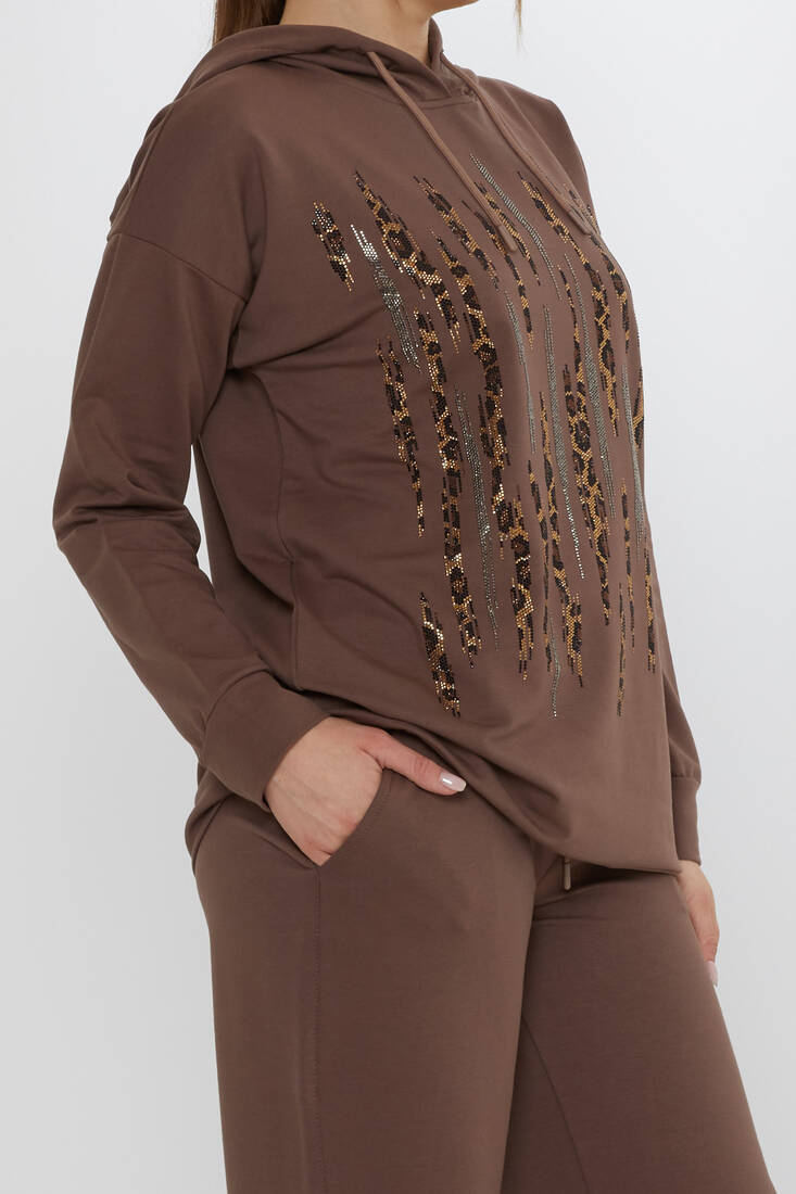 Women's Tracksuit Hooded Brown - 17901 | KAZEE